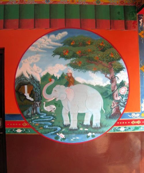 Klosterreisen_Dharamsala_Painting_kl Klosterreisen Dharamala buddhistisches Kloster Bild mit Elefant